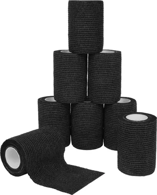 Image de Rouleau de pansement élastique auto-adhésif Noir pack de 8 4.5m