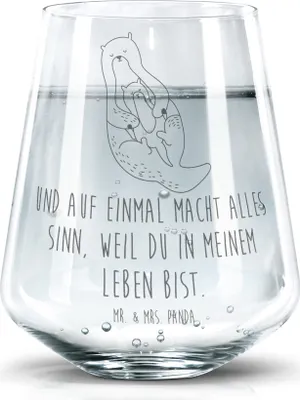 Produktbild von Mr. & Mrs. Panda Glas Otter Kind - Transparent - Geschenk, Wasserglas, Geburt, Mutter, Trinkglas, Baby, Wasserbecher, Becherglas, Mama, Familie, Tumbler