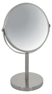 Obrázok produktu pre Spirella make-up zrkadlo kozmetické zrkadlo stojace zrkadlo kúpeľňové zrkadlo "Sydney" 2-násobné zväčšenie - Ø 17cm - strieborná matná