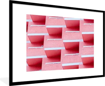 Produktbild von MuchoWow® Gerahmtes Poster Rosa - Balkon - Sommer - Architektur 90x60 cm - Poster mit Schwarzem Bilderrahmen Wandposter Rahmen Foto Bilder - Wanddekoration - Fotos