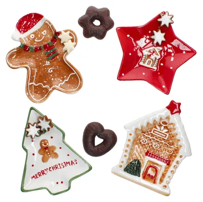 Image de 4pcs Assiette à biscuits Set Pâtisserie Noël Sapin Étoile Mâle Maison