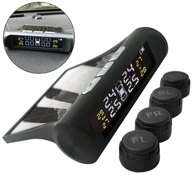 Produktbild von Reifendruck Kontrollsystem, Reifendruck-Überwachung mit Solar/USB, Fahrzeug & Temperaturalarm, 4 Externe Sensoren, Auto EIN/Aus für Wohnmobile, SUV