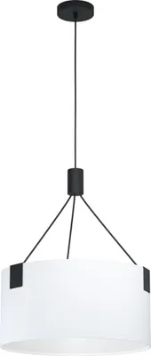 Produktbild von EGLO Hängelampe Tortola, Pendelleuchte Esstisch, Deckenlampe hängend, Stahl in schwarz, Textil in weiss, E27 Fassung
