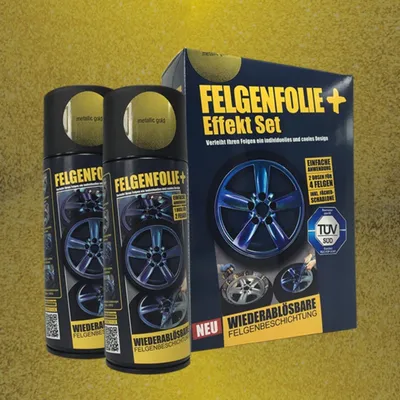 Produktbild von mibenco Felgenfolie + Effekt Set 2×400 ml Metallic Gold – Sprühfolie