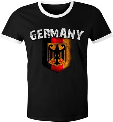 Produktbild von Cooles Herren Fußball WM 2018 T-Shirt Deutschland Flaggen Design Vintage Retro Trikot-Look schwarz-weiß 3XL