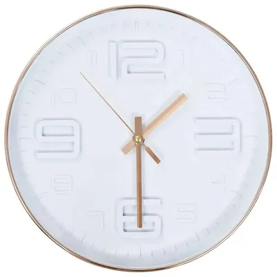 Zdjęcie produktu dla Wanduhr - okrągły model o średnicy 30,5 cm - wykończenie miedziane - rama wykonana z polipropylenu - czytelna tarcza - elegancki design
