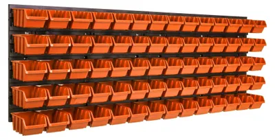 Image de Tableau d'outils - Organisateur mural - 115 x 39 cm - 70 compartiments de rangement - Idéal pour garage, atelier et entrepôt