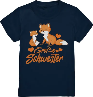 Produktbild von Große Schwester Shirt Fuchs Große Schwester Geschenk – Navy / 98/104 (3-4)