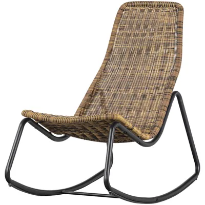Produktbild von WOOOD Tom Outdoor-Schaukelstuhl aus Wasserfastem Rattan, Braun