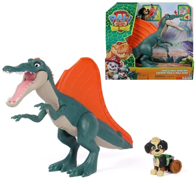 Produktbild von PAW Patrol : Der Dino Film, Rise & Roll Dino Set, Rex-Figur mit Spinosaurus-Dinofigur, Batterien erforderlich, 430 g