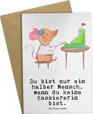 Produktbild von Mr. & Mrs. Panda firmungskarte Kassiererin Herz - Weiß - Geschenk, einladungskarten, Grußkarten, Spruch, osterkarten, weihnachtskarten, osterkarte, Witzig, Kassenwartin