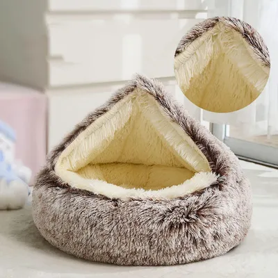 Obrázok produktu pre Plyšová mačacia posteľ v tvare donutu, vhodná do interiéru
