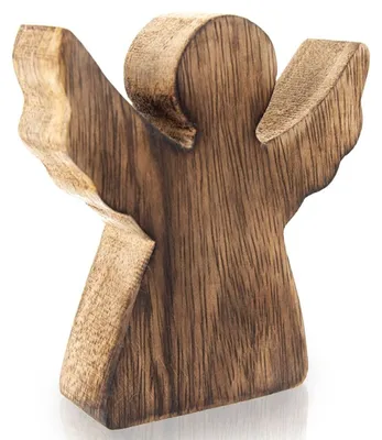 Image de Figurine d'ange de Noël en bois de manguier, 10 cm