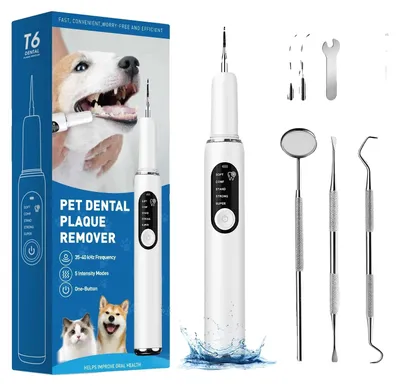 Obrázek produktu pro Sada pro péči o zuby domácích mazlíčků, technologie ultrazvuku, pět režimů čištění, JAK JE UKÁZÁNO