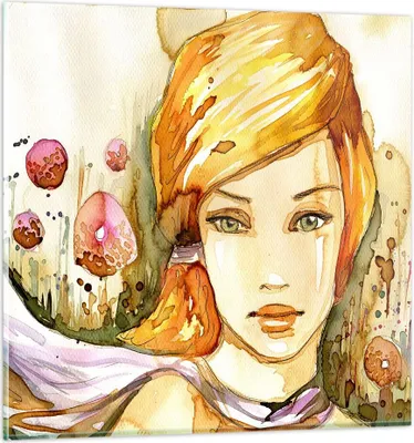 Produktbild von Bilder auf glas - Frau Sommer Blume - 70x70cm - Glasbilder - Wandbilder - Kunstdruck - zum Aufhängen bereit - Wanddekoration aus Glas - Glas Bilder - Wandbild auf Glas - Einteilig - GAC70x70-3538