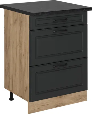 Produktbild von Küchenunterschrank Vicco R-Line Anthrazit Landhaus 60 cm mit Schubladen, AP Anthrazit, Model 54094