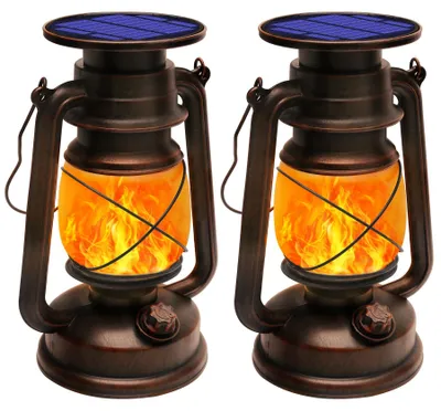 Solar-Gartenlaternen 2er-Set, Vintage-LED, Flammeneffekt, IP44