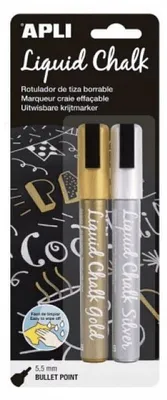 Produktbild von Apli Agipa Malset Gold und Silber löschbarer Kreidemarker