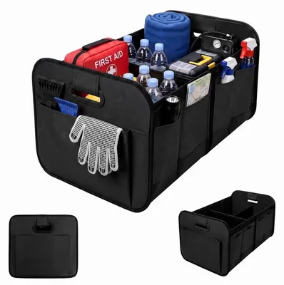 Productafbeelding van Opvouwbare autokofferorganizer, opbergbox met compartimenten, 56x40x26 cm, zwart