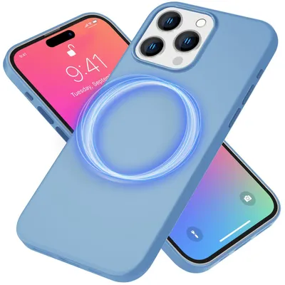Produktbild von MagSafe Hülle für iPhone 15 Pro Max Liquid Silikon Handyhülle Magnet Case Schutz Blau