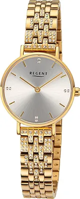 Produktbild von Regent Damenuhr Edelstahl-Armbanduhr Analog Metallarmband gold URBA874