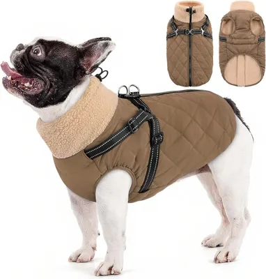 Imagen del producto de Arnés para perro - Talla L - Forro polar - Impermeable - Acolchado - Color marrón