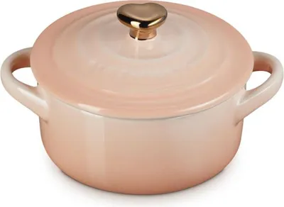 Produktbild von LeCreuset Mini-Cocotte mit goldenem Herzknauf | Peche : Peche Farbe: Peche