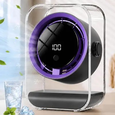 Produktbild von Tischventilator, Zirkulationsventilator, Ventilator leise, 720° einstellbar, 100 Geschwindigkeiten, Mini Ventilator Tisch mit LED display, Lila