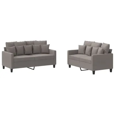 Image de vidaXL Ensemble de canapés 2 pièces avec coussins Tissu Taupe