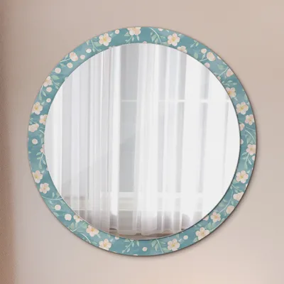 Produktbild von Modern Spiegel - Wandspiegel Design Wandmontage – Badspiegel mit Aufdruck - Rundspiegel - Floral Muster - Runder: Ø100cm