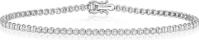 Produktbild von Atemberaubendes 9 Karat (375) Weißgold Damen - Diamant Tennis Armband Brillant-Schliff 0.20 Karat HI - I1 - 18cm; TRS35350