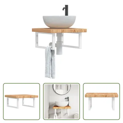 Obrázok produktu pre The Living Store Umývadlová doska s konzolou z ocele a masívneho dubového dreva