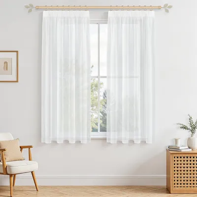 Immagine prodotto di Tende semitrasparenti bianche con arricciatura, 130 x 140 cm, confezione da 2