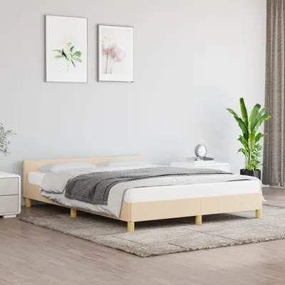 Produktbild von Bettgestell mit Kopfteil Creme 140x200 cm Stoff , Klassische Betten Design 2024