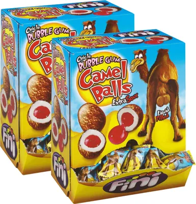 Produktbild von Fini Bubble Gum Camel Balls 200 Stück - Extra sauer und Glutenfrei (2er Pack)