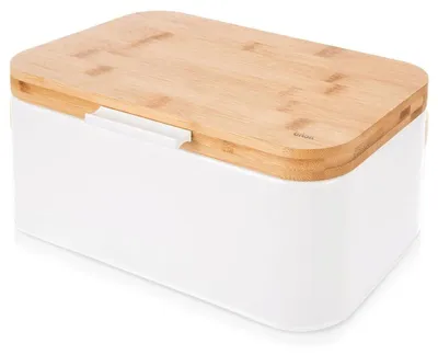 Obrázok produktu pre Konzervová nádoba na chlieb – kovová – obdĺžniková – veľkosť L – 30 x 19,5 x 14,5 cm – biela