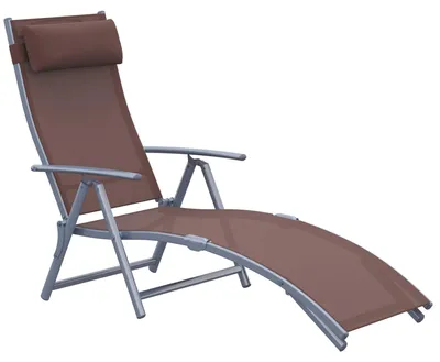 Produktbild von Outsunny Sonnenliege Liegestuhl Gartenliege 7 Positionen verstellbar Braun