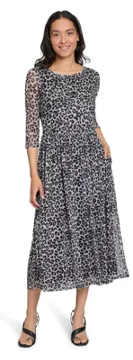 Produktbild von Vera Mont Damen Maxikleid mit Leoprint 42, Grau/Schwarz