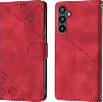 Produktbild von Hülle für Samsung Galaxy A34 Prägung Flip Leder Brieftasche Schutzhülle mit Ständer Rot