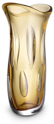 Produktbild von Casa Padrino Luxus Deko Glasvase Orange 19 x 14 x H. 39 cm - Elegante Blumenvase aus mundgeblasenem Glas - Deko Accessoires