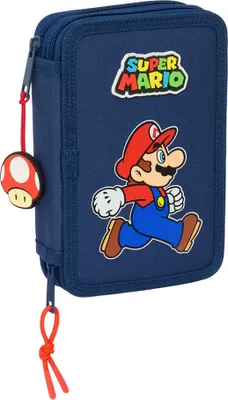 Produktbild von Safta Double Filled Super Mario Trick Mäppchen 28 Stücke Blau  Mann Blau One Size