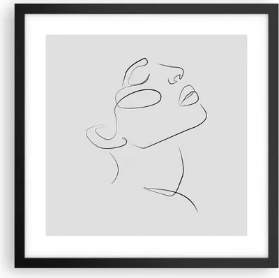 Produktbild von Gerahmtes Poster - Schwarzer Rahmen - Stück Linear Gesicht - 40x40 cm - Wand Bild - Wanddeko - Wandbilder - Kunstposter - Wandposter - Bilderrahmen - Bilder - Kunstdruck - P2BAC40x40-4823