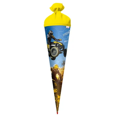 Produktbild von Schultüte groß Quad 70 cm - rund Rot(h)-Spitze Filzverschluss - Zuckertüte Schulanfang