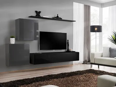 Zdjęcie produktu dla Meblościanka do salonu RIONATA 5 – grafit/czarna