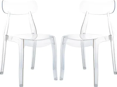 Immagine prodotto di Set di 2 sedie in policarbonato trasparente dal design moderno e senza tempo, leggere, robuste e impilabili, ideali per cucine,da pranzo, bar e ristoranti - GEMMA - Trasparente
