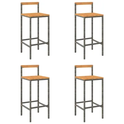 Produktbild von Barhocker 4 Stk. Grau Poly Rattan und Massivholz Akazie