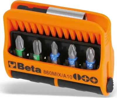 Produktbild von Beta Tools 10-teilige Bits mit magnetischem Bithalter-Set "860MIX/A10"
