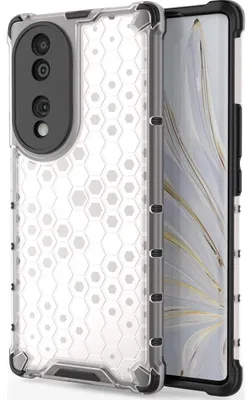 Produktbild von Mobigear Wabenmuster-Handyhülle für Honor 70, Hartschalenhülle, Rückseite, stoßfest - Weiß