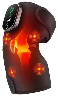 Productafbeelding van Grote, verwarmbare kniebrace met vibratie, draadloze knieverwarmingspad, 4 motoren, 5 massageprogramma's, verwarmbare kniebrace