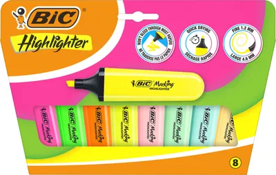 Zdjęcie produktu dla BIC Marking Flat zakreślacze neonowe i pastelowe 8 sztuk